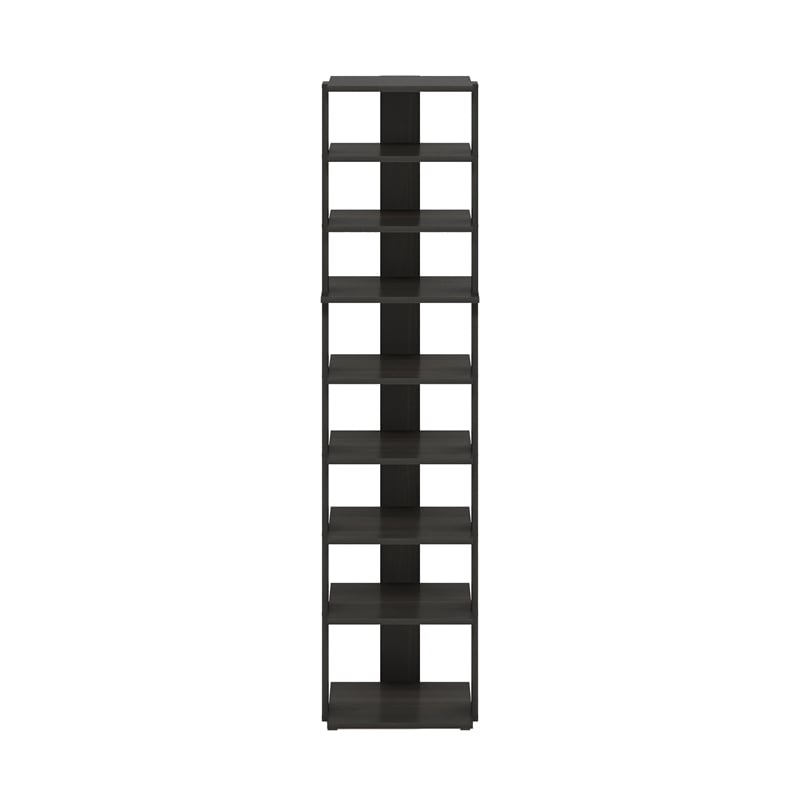 Pemberly Row 9-Tier Vertical Free Standing Shoe Tower in Shoe Rack Espresso
