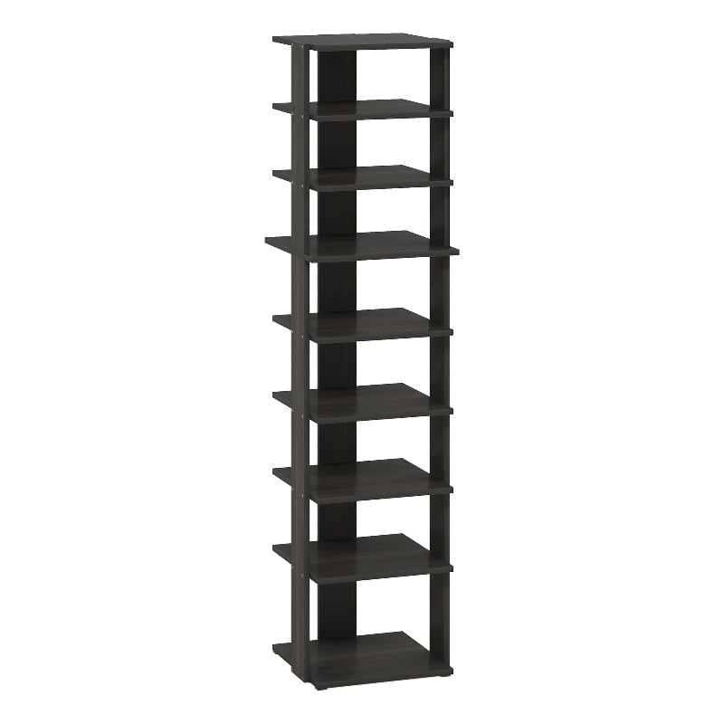 Pemberly Row 9-Tier Vertical Free Standing Shoe Tower in Shoe Rack Espresso