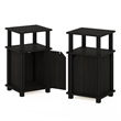 Pemberly Row 3-Tier End Table with Door Set of 2 in Espresso/Black