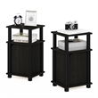 Pemberly Row 3-Tier End Table with Door Set of 2 in Espresso/Black