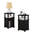 Pemberly Row 3-Tier End Table with Door Set of 2 in Espresso/Black