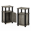 Pemberly Row 3-Tier End Table with Door Set of 2 in French Oak/Black