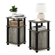 Pemberly Row 3-Tier End Table with Door Set of 2 in French Oak/Black