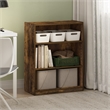 Pemberly Row 3-Tier Bookcase in Bookshelf with Adjustable Shelves in Amber Pine