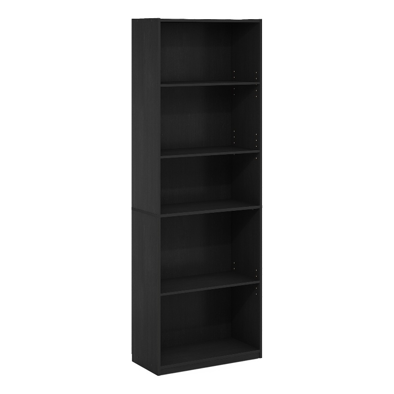 Pemberly Row 5-Tier Bookcase in Bookshelf with Adjustable Shelves in Blackwood