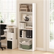 Pemberly Row 5-Tier Bookcase in Bookshelf with Adjustable Shelves in White