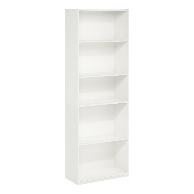 Pemberly Row 5-Tier Bookcase in Bookshelf with Adjustable Shelves in White