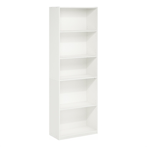 Pemberly Row 5-Tier Bookcase in Bookshelf with Adjustable Shelves in White