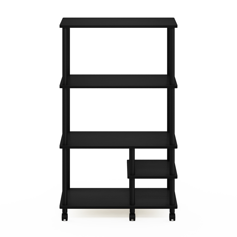 Pemberly Row Turn-N-Tube 4-Tier Toolless Kitchen Shelf Cart in Americano/Black