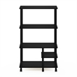 Pemberly Row Turn-N-Tube 4-Tier Toolless Kitchen Shelf Cart in Americano/Black