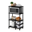 Pemberly Row Turn-N-Tube 4-Tier Toolless Kitchen Shelf Cart in Americano/Black