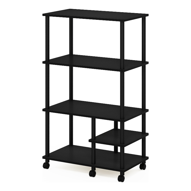 Pemberly Row Turn-N-Tube 4-Tier Toolless Kitchen Shelf Cart in Americano/Black