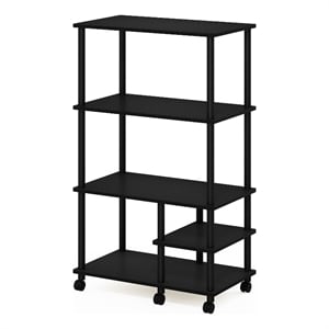 Pemberly Row Turn-N-Tube 4-Tier Toolless Kitchen Shelf Cart in Americano/Black