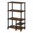 Pemberly Row Turn-N-Tube 4-Tier Toolless Kitchen Shelf Cart in Amber Pine/Black