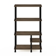 Pemberly Row Turn-N-Tube 4-Tier Kitchen Shelf Cart in Columbia Walnut/Black