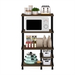Pemberly Row Turn-N-Tube 4-Tier Kitchen Shelf Cart in Columbia Walnut/Black