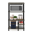 Pemberly Row Turn-N-Tube 4-Tier Kitchen Shelf Cart in French Oak Gray/Black