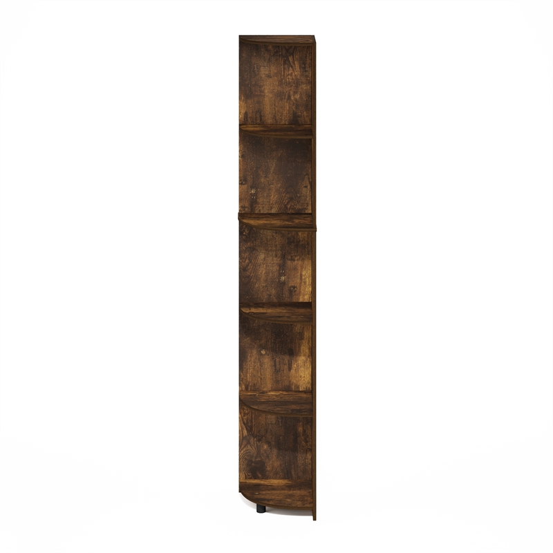 Pemberly Row 5-Tier Corner Shelf Bookcase in Bookshelf in Amber Pine