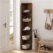 Pemberly Row 5-Tier Corner Shelf Bookcase in Bookshelf in Amber Pine