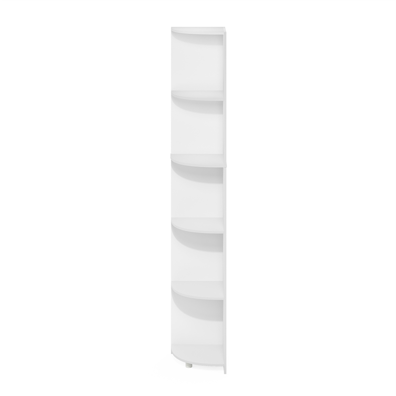 Pemberly Row 5-Tier Corner Shelf Bookcase in Bookshelf in White