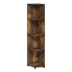 Pemberly Row 4-Tier Corner Shelf Bookcase in Bookshelf in Amber Pine