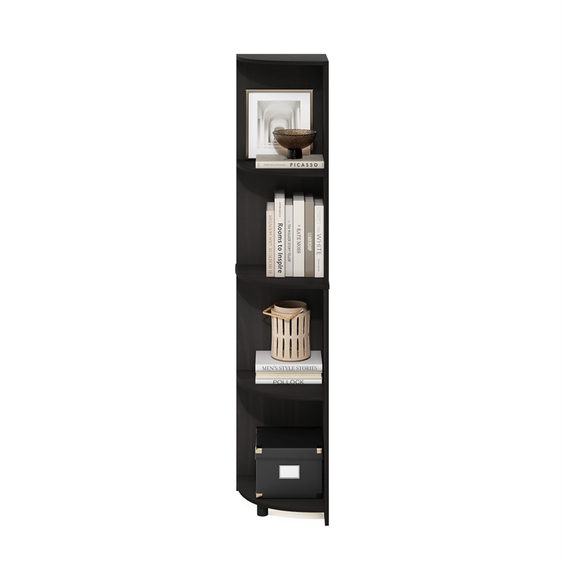 Pemberly Row 4-Tier Corner Shelf Bookcase in Bookshelf in Espresso