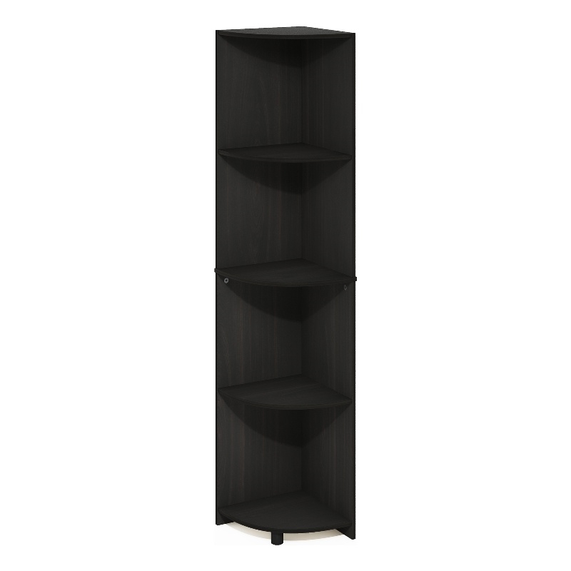 Pemberly Row 4-Tier Corner Shelf Bookcase in Bookshelf in Espresso