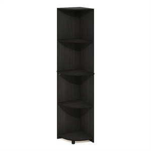 Pemberly Row 4-Tier Corner Shelf Bookcase in Bookshelf in Espresso
