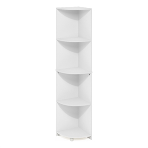 Pemberly Row 4-Tier Corner Shelf Bookcase in Bookshelf in White