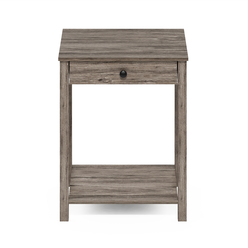 Pemberly Row Contemporary Side Table with Drawer in Rustic Oak