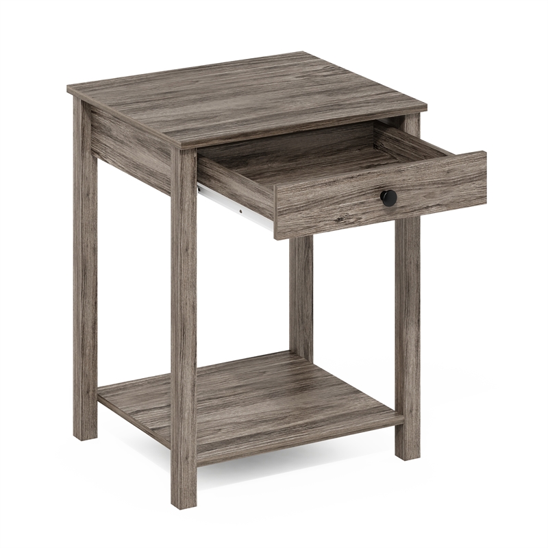 Pemberly Row Contemporary Side Table with Drawer in Rustic Oak