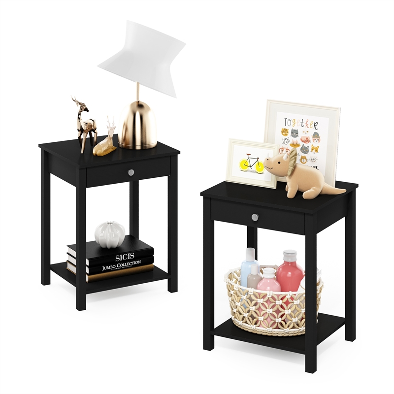 Pemberly Row Side Table with Drawer in Set of 2 in Americano