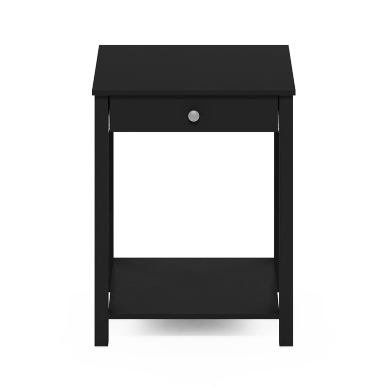 Pemberly Row Contemporary Classic Side Table with Drawer in Americano