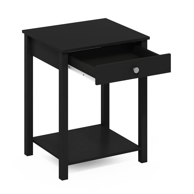 Pemberly Row Contemporary Classic Side Table with Drawer in Americano