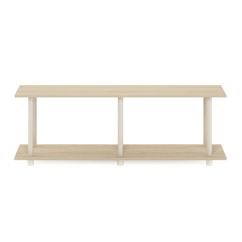 Pemberly Row Turn-N-Tube No Tools Modern Rectangle Side Table in Beige