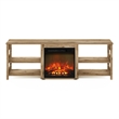 Pemberly Row Classic 70-inch TV Stand with Fireplace in Flagstaff Oak