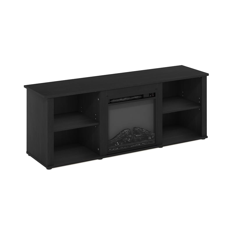 Pemberly Row Contemporary 60-inch TV Stand with Fireplace in Americano