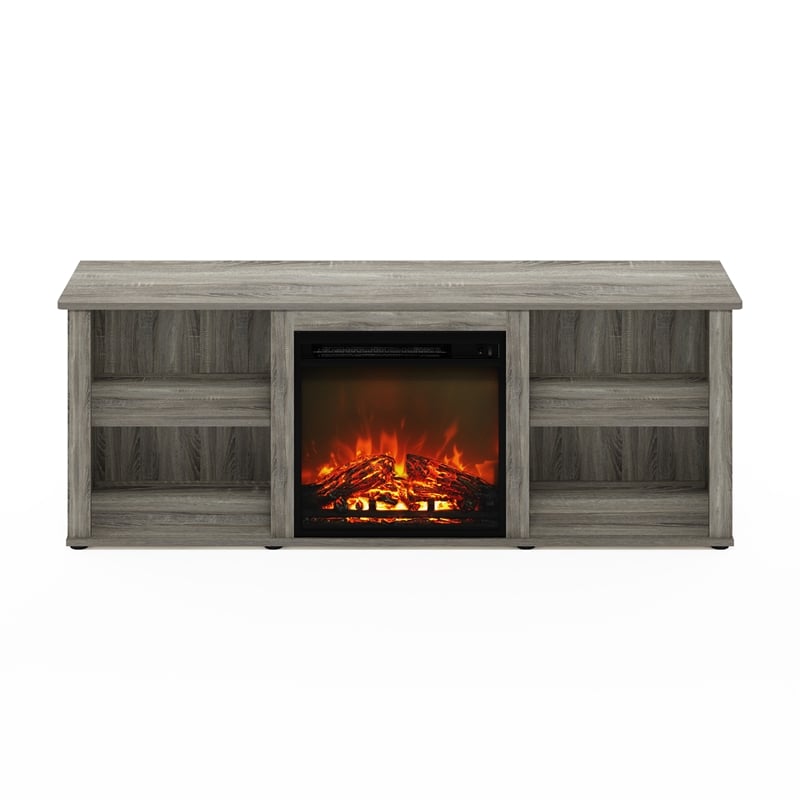 Pemberly Row 60-inch TV Stand with Fireplace in French Oak Gray