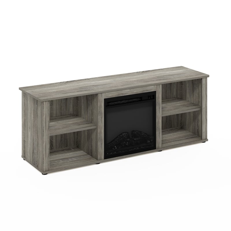 Pemberly Row 60-inch TV Stand with Fireplace in French Oak Gray
