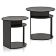 Pemberly Row Wood Simple Design Oval End Table in Walnut/Black (Set of 2)