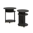 Pemberly Row Wood Simple Design Oval End Table in Walnut/Black (Set of 2)