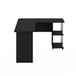 Pemberly Row L-Shape Desk with Stainless Steel Tubes in Americano