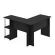 Pemberly Row L-Shape Desk with Stainless Steel Tubes in Americano