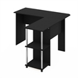Pemberly Row L-Shape Desk with Stainless Steel Tubes in Americano