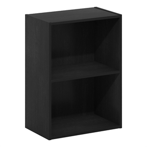 Pemberly Row Contemporary 2-Tier Open Shelf Bookcase in Blackwood