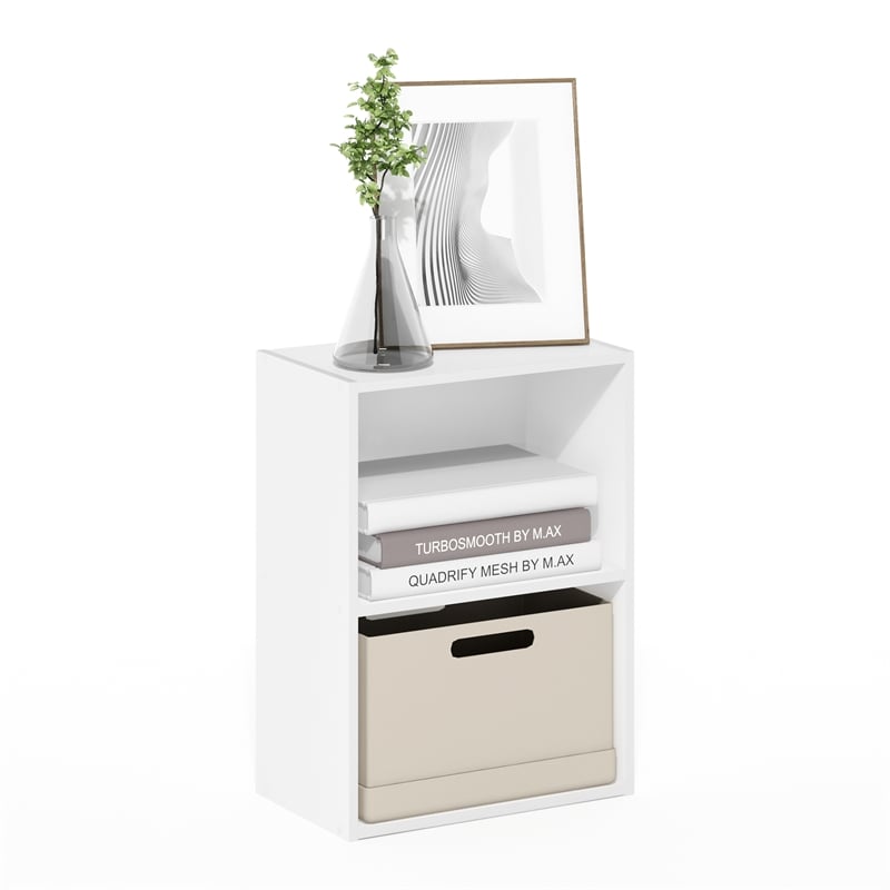 Pemberly Row Contemporary 2-Tier Open Shelf Bookcase in White