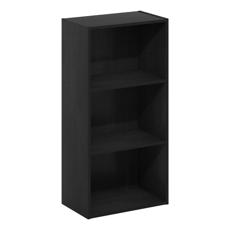 Pemberly Row Contemporary 3-Tier Open Shelf Bookcase in Blackwood