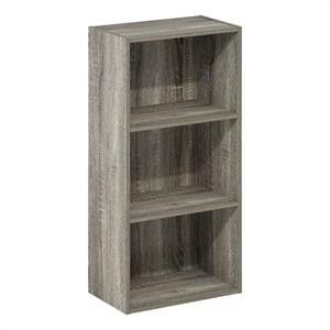 Pemberly Row Contemporary 3-Tier Open Shelf Bookcase in French Oak