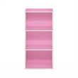 Pemberly Row Contemporary 3-Tier Open Shelf Bookcase in Pink/White