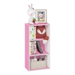 Pemberly Row Contemporary 3-Tier Open Shelf Bookcase in Pink/White